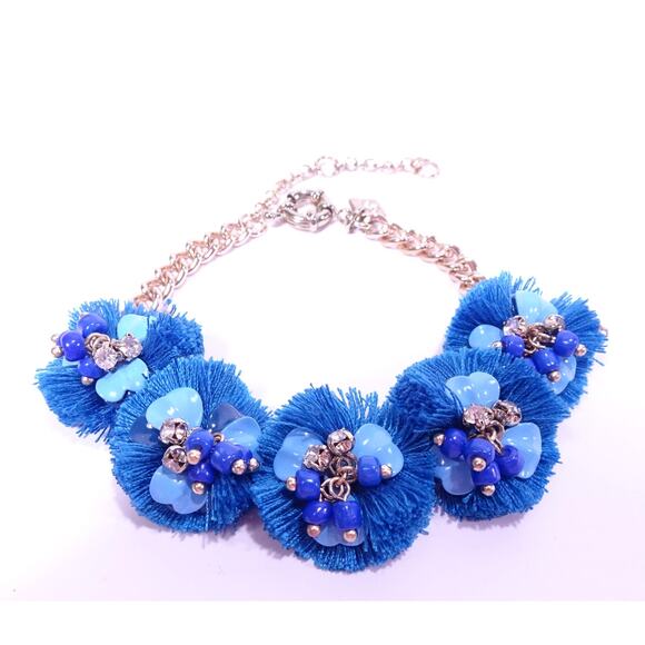 Banana Republic Women's Blue Summer Fridays Fringe Petal Bracelet NWT 45 - Picture 1 of 5